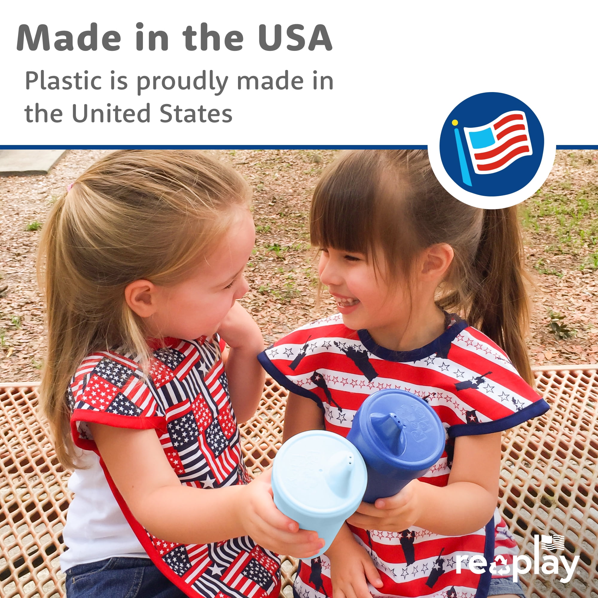 Re-Play Sippy Cups for Toddlers - 10 oz. Reusable Spill Proof Cups for Kids, Dishwasher/Microwave Safe - Made in the USA - Set of 4 - Tulip