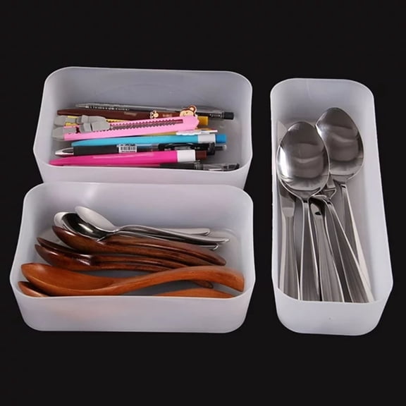 Kitchen Drawer Organizer Cutlery Tray, Plastic Utensil Holder Storage Bin, Silverware Tableware Organizer, For Kitchen(10In X 3In X 2In,White)