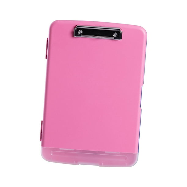 Portapapeles con almacenamiento y portalápices. Carpeta portapapeles de polipropileno para oficina y escuela. rosa