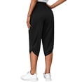 thumbnail image 2 of Cilcicy Jersey Calf-Length Eyelet Button Women Cropped Pants, 2 of 4