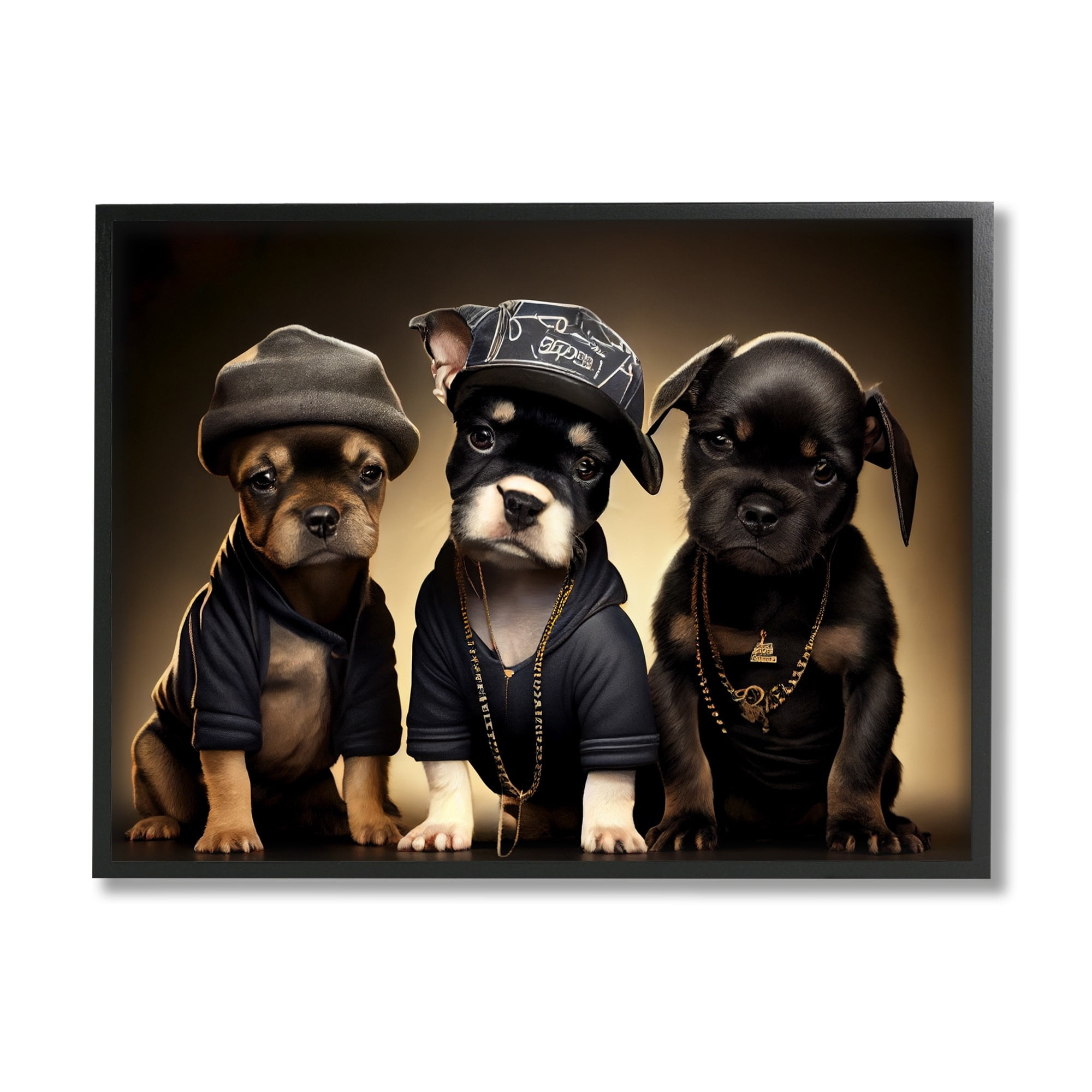 Stupell Industries Bulldog Puppies Urban Outfits Animals & Insects Painting White Framed Art Print Wall Art