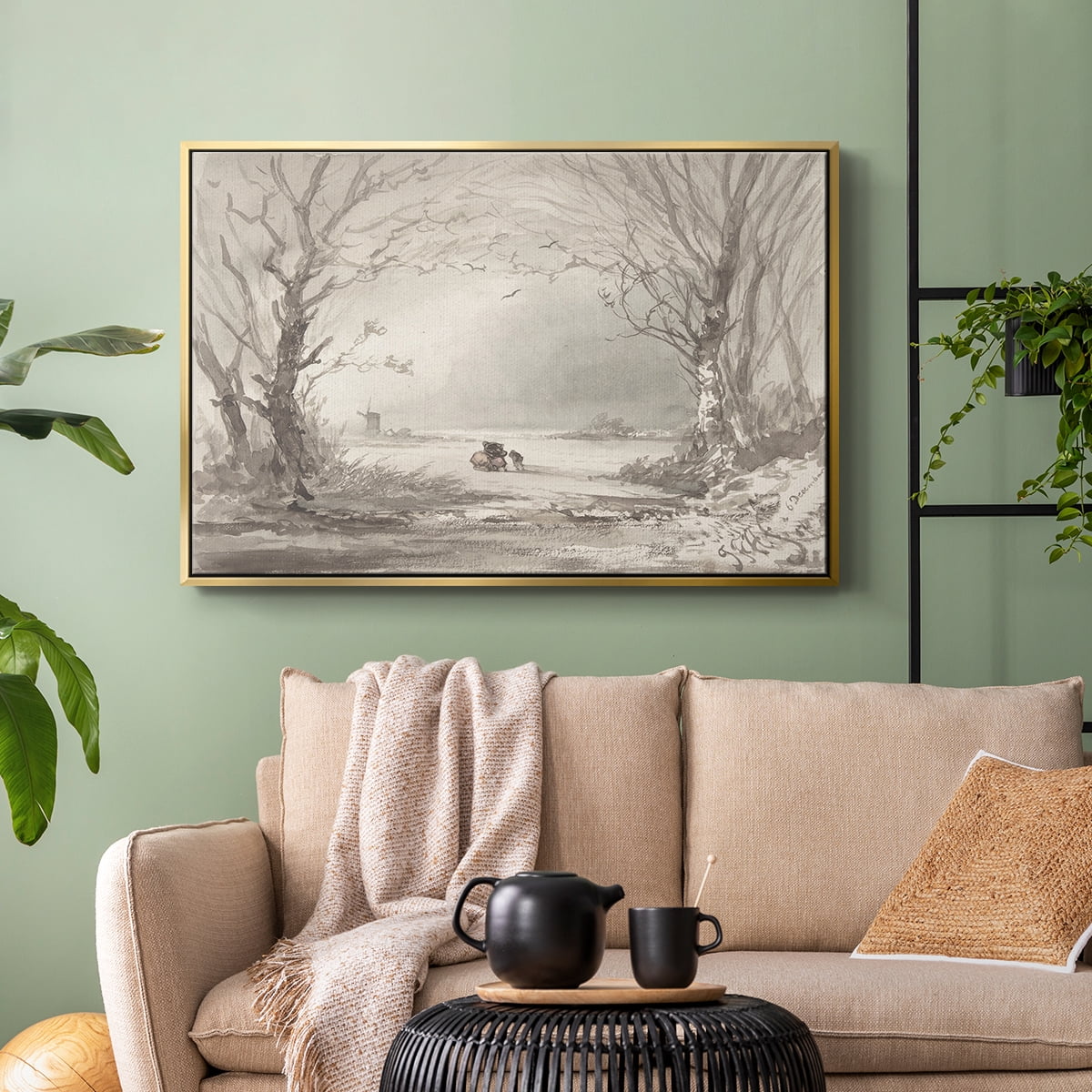 Vintage Landscape-CLXI By Wexford Home Framed in Gold Wood Gallery Wrapped Canvas 25 in. x 37 in.