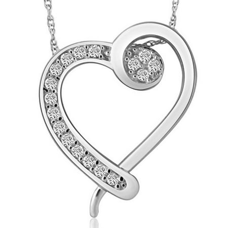 Pompeii 1/4Ct Diamond Heart Pendant Necklace in 10k White, Yellow, or Rose Gold (JK,I2-I3)