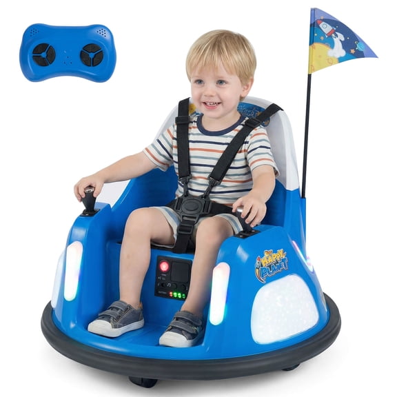 Infans 12V Kids Bumper Car,360° Spin & Remote.Battery-Powered,for 1.5-6 ages.Navy