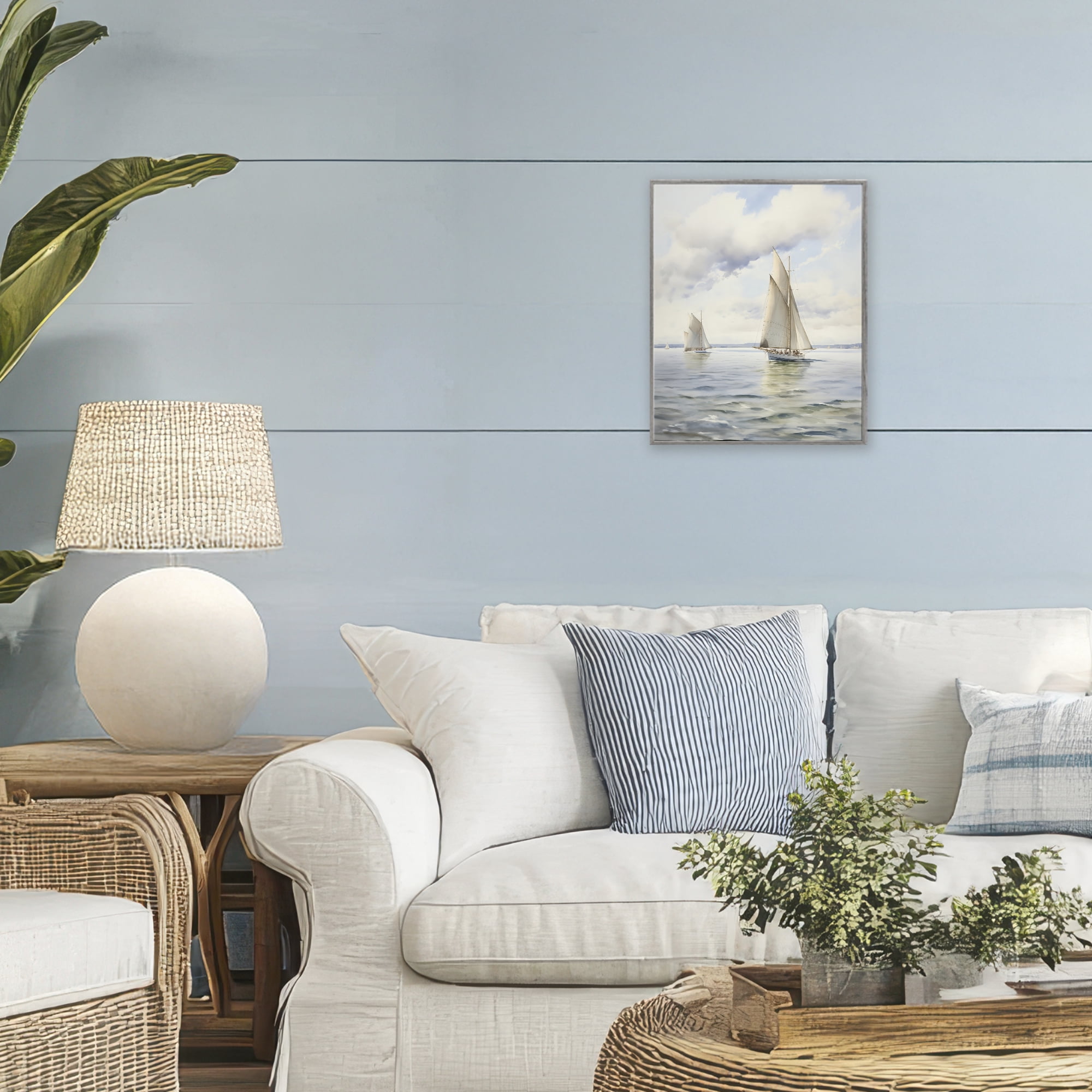Stupell Industries Sailing Toward a Tranquil Horizon Gray Framed Giclee Art, design by LSR Design Studio