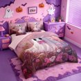 thumbnail image 2 of Homewish Dreamy Floral Halloween Ghost 7pcs Queen Bedding,Pink Bow Daisy Wildflower Print Bedding Comforter Set Queen,Pink Reversible, 2 of 8