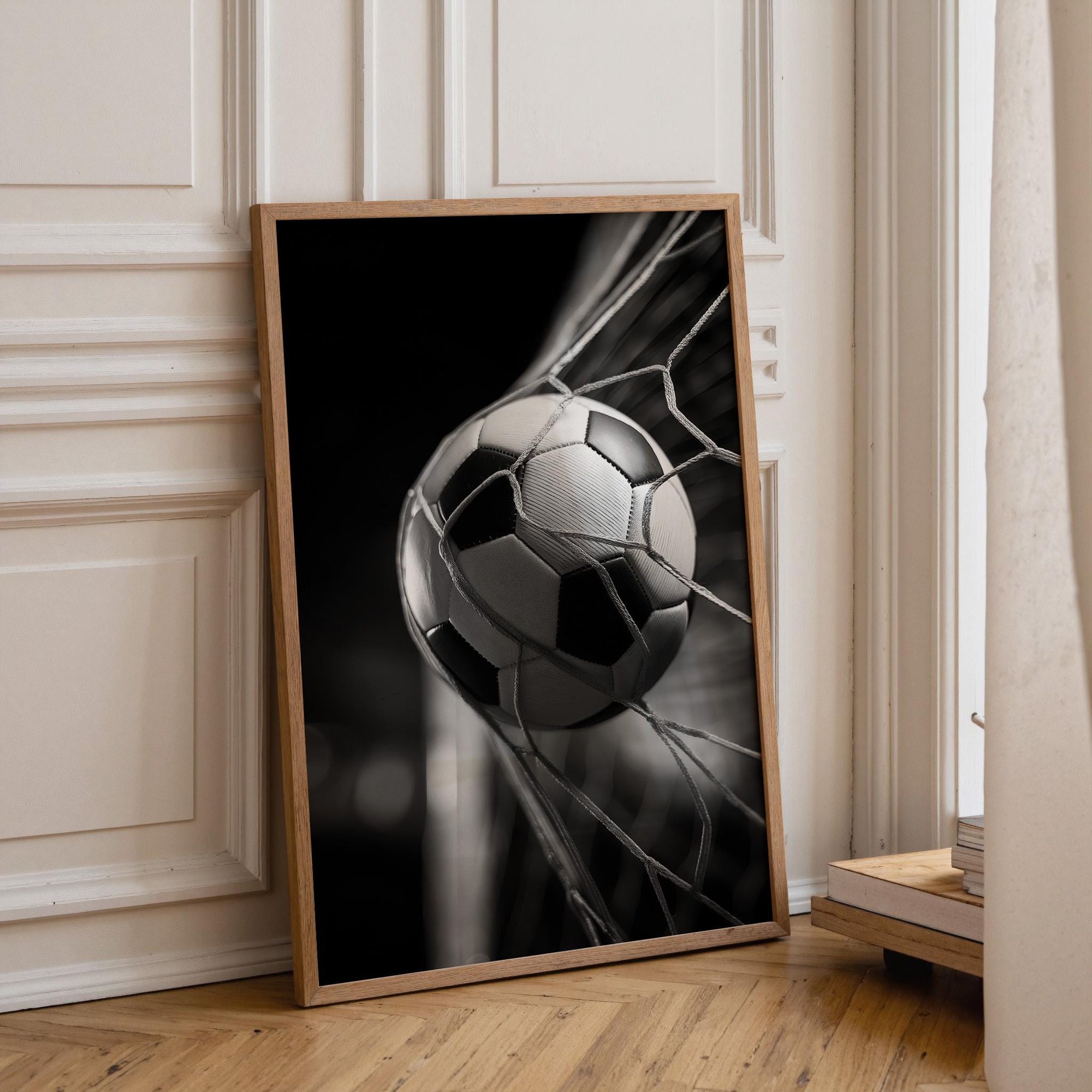 Football Soccer Goal Sports Photography Ball Net Option Poster , Poster Print Only