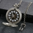 thumbnail image 5 of Vintage Mechanical Pocket Watch Steampunk Skeleton Roman Numberal Windup Watch, 5 of 9
