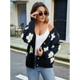 thumbnail image 5 of Women'S Floral Print Cardigan Long Sleeve Open Front Button Down V Neck Knitted Sweaters, 5 of 8