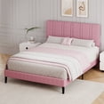 thumbnail image 7 of 4 EVER WINNER Full Size Upholstered Platform Bed Frame with Headboard, Pink Full Bed Frame, No Box Spring Needed, Pink, 7 of 7