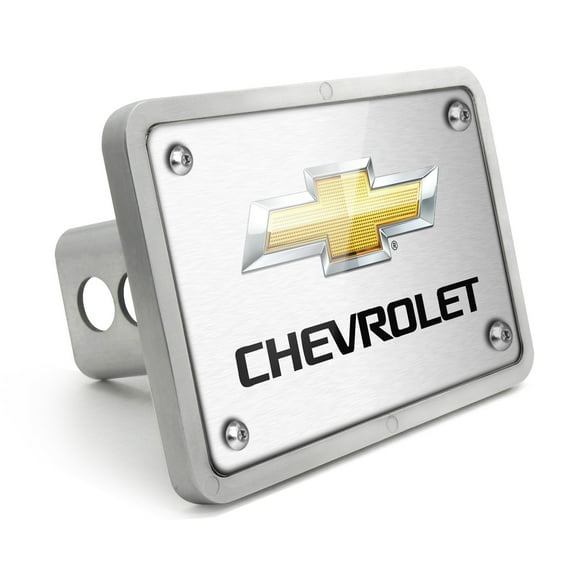 Chevrolet Logo UV Graphic Brushed Silver Billet Aluminum 2 inch Tow Hitch Cover