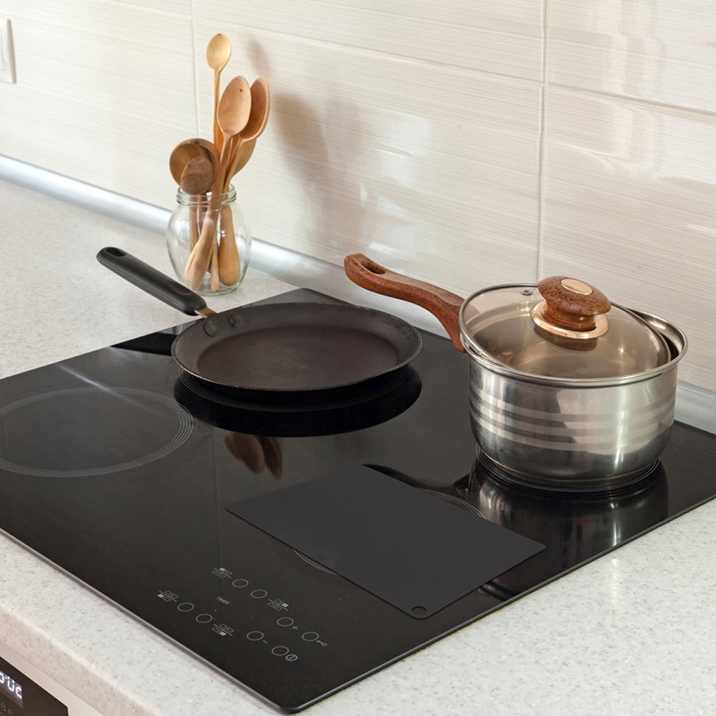 NICERIO Heat-Resistant Silicone Mat for Induction Cooktop Black Kitchen Protector 6Pcs