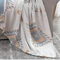 thumbnail image 4 of Chezmoi Collection 100% Cotton King Size Throw Blanket for Bed Sofa Couch, Boho Geometric Jacquard Woven Lightweight 4-Layer Reversible Cotton Thin Blanket, Multi-Color Natural Orange Blue 106x94, 4 of 10