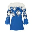 thumbnail image 5 of Tops for Women Christmas Long Sleeved Tunic Printed Casual V-neck Pullover Flowy Tunic Top Pleated Casual Blouses Loose Fit Dressy,Womens Tops Blue, 5 of 5