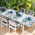 thumbnail image 2 of Coastal Octopus Table Cloths for 8 Foot Rectangle Tables, Nautical Starfish Shell Jellyfish Anchor Patio Waterproof Elastic Fitted Tablecloths, Washable Rectangular Table Cover for Camping, 2 of 8