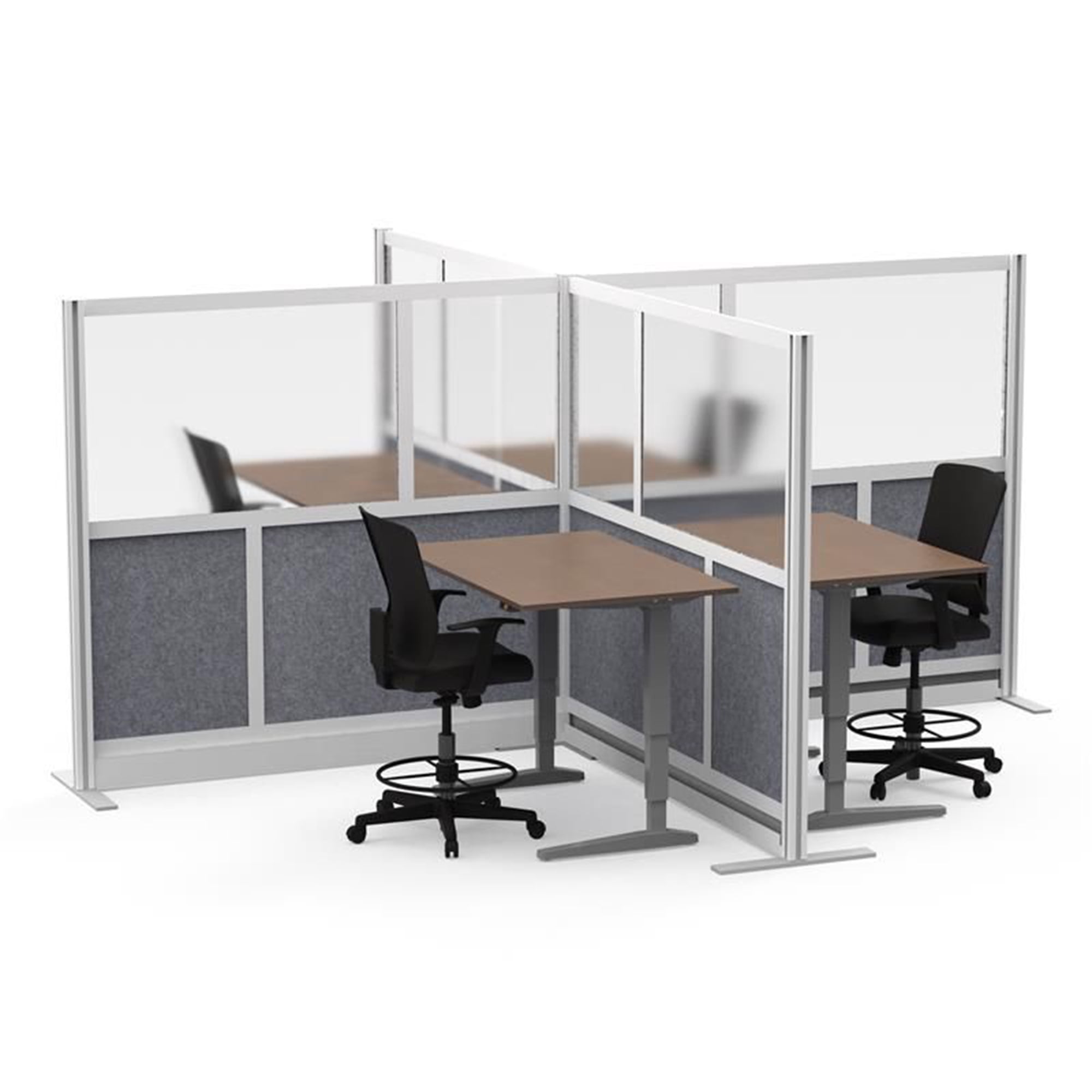 Luxor Freestanding Modular Room Divider Wall System with Built-in Cable Management Tray - 70" x 48" Add-On Wall