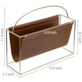 thumbnail image 4 of MyGift 15 Inch Mid Century Modern Magazine Holder with Brass Tone Metal Frame and Caramel Brown Leatherette Sling, Freestanding Storage Organizer Newspaper Rack, 4 of 7