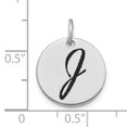 thumbnail image 2 of 14k White Gold Polished Rhodium Black Epoxy Finish Letter J Initial Disk Shape Charm Pendant, 2 of 2