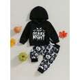 thumbnail image 2 of Wassery Toddler Boys Autumn Winter Clothes Baby Halloween Outfits Long Sleeve Hooded Letters Print Hoodie Pumpkin Print Sweatpants Infant Boys 2Pcs Tracksuit Set 0-3 Years, 2 of 8