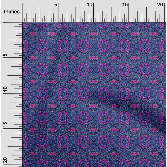 oneOone Viscose Jersey Fabric Floral Mandala Block Print Fabric BTY 60 Inch Wide