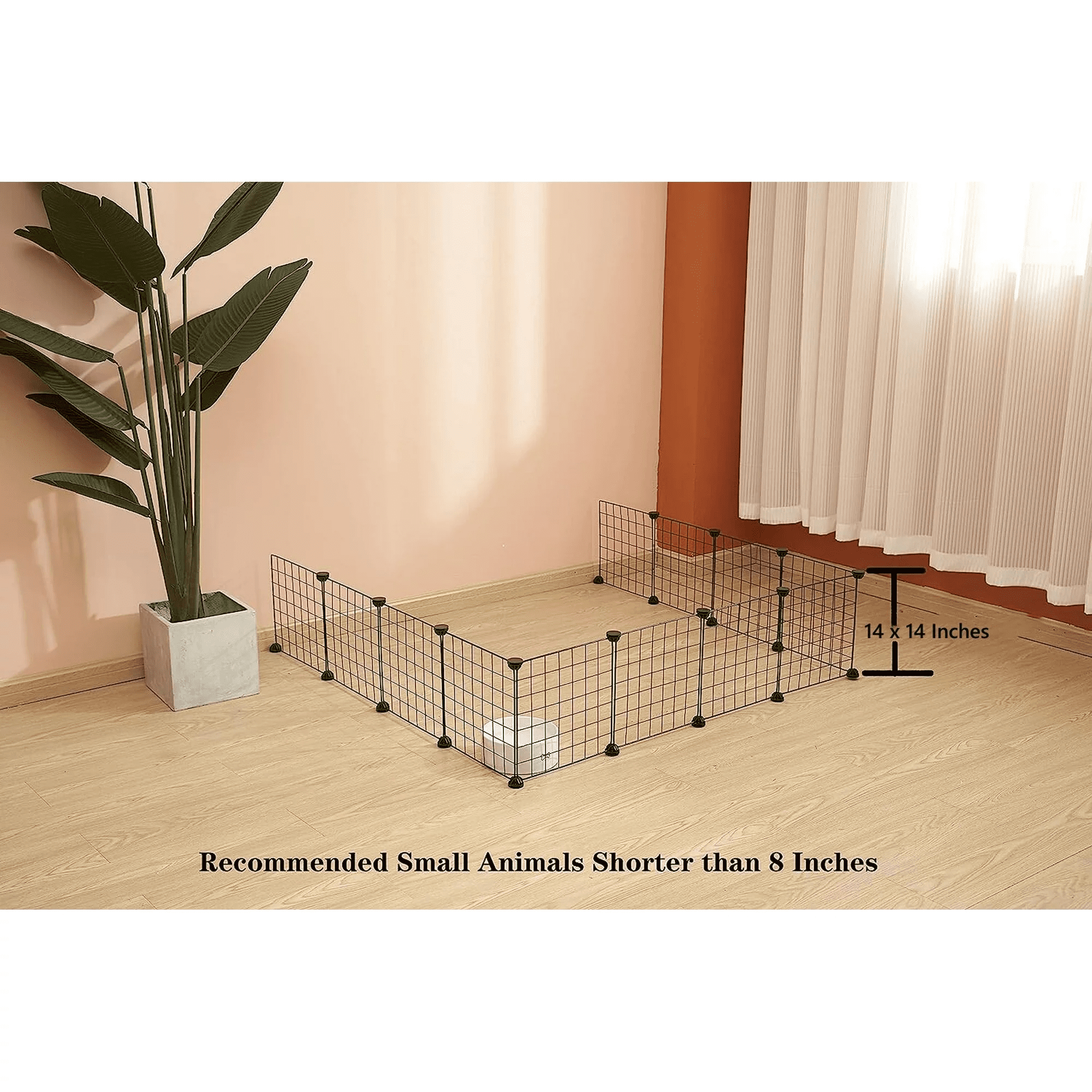 Small Animal Playpen, Metal Fence for Indoor Outdoor Use, Portable Metal Wire Yard Fence,DIY Wire Fence for Small Animal, Guinea Pigs, Bunny, Turtle, 12 Panels (14x14 Inches)