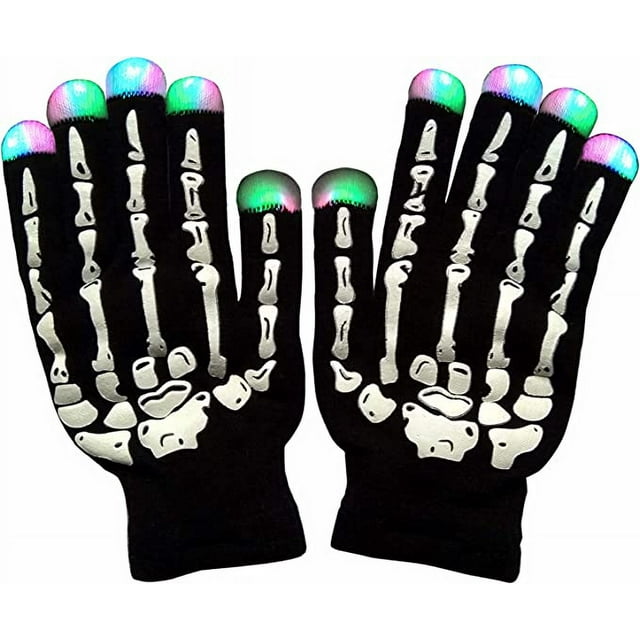 Guantes de esqueleto, guantes LED, guantes iluminados, juguete mágico con luz para dedos