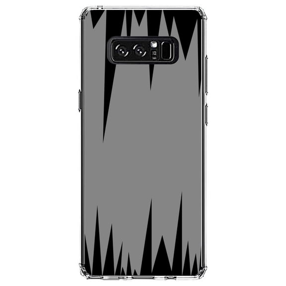 DistinctInk Clear Shockproof Hybrid Case for Samsung Galaxy Note 8 - TPU Bumper, Acrylic Back, Tempered Glass Screen Protector - Grey Black Spikes