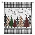 thumbnail image 2 of Christmas Tree Semi Sheer Curtains Drapes for Living Room, Bedroom, French Doors Window 54 Inches Long, Xmas Tree Grey Plaid Snowflake Rod Pocket Chiffon Curtain Drapery Voile Draperies Panel, 2 of 6