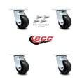 thumbnail image 2 of 4 Inch Rubber on Steel Caster Set with Ball Bearing and Swivel Lock SCC, 2 of 2