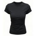 thumbnail image 4 of Jinhomg Womens Cotton T Shirts Crewneck Short Sleeve Slim Fit Basic Tee Fashion Y2k Casual Summer Tops Black S, 4 of 4