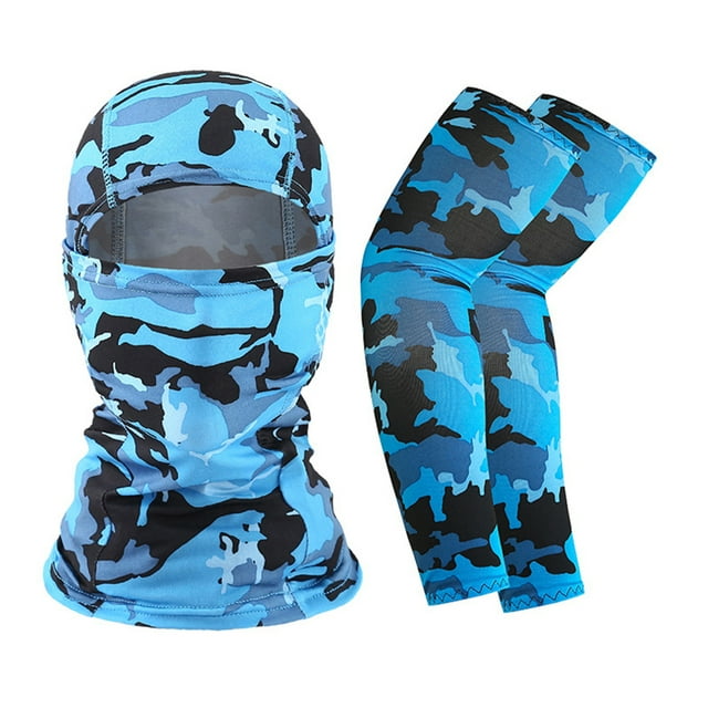Summer Face Cover Arm Sleeves Set Women Men Breathable Face Protection Sun Protection Long Arm Sleeves for Camping Cycling Running Mounteering Fishing