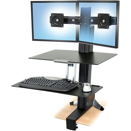 Ergotron, ERG33349200, WorkFit-S, Dual Monitor with Worksurface+ (Black), 1 Each,