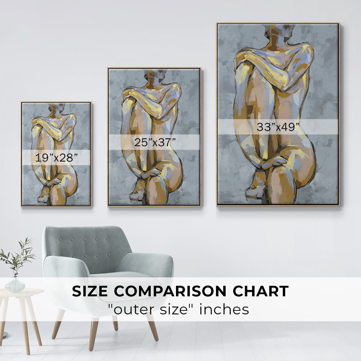 Grey Maiden I Framed Premium Gallery Wrapped Canvas - Ready to Hang - 25 x 37 - Natural Wood Floating Frame