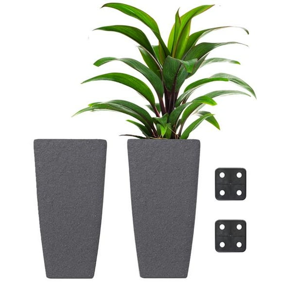 Stephan Roberts STRB-TP22G-01 Stephan Roberts Tall Planter with Drainage Holes Planting Pots Set of 2 Gray 22 in.