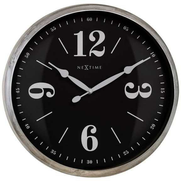 15" NEXTIME Silent Classic Wall Clock (SILVER/BLACKFACE)