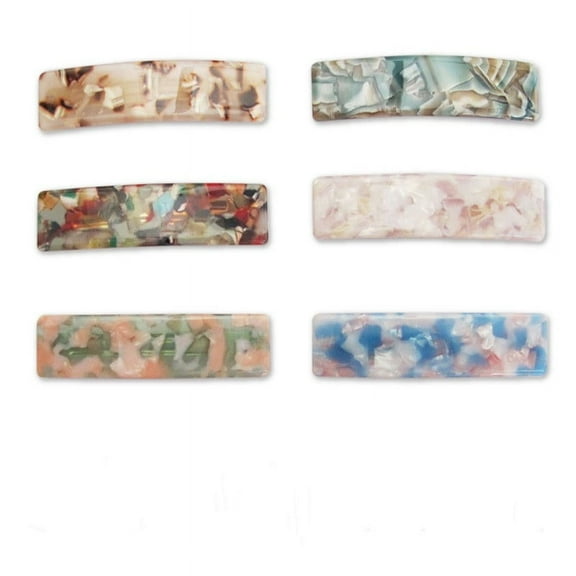 French Barrettes, Casewin Classic Tortoise Shell Hair Clips Wide Curved Celluloid Ponytail Holder Clamp Fashion Hair Accessories, 6 Pack