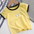 thumbnail image 4 of Camisetas de manga corta para niños pequeños Camiseta con estampado gráfico y cuello redondo de algodón para niñas de verano Niños Amarillo 100, 4 of 5
