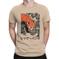 thumbnail image 2 of Ukiyo Block Print Red Panda Art Men's Off-White T-shirt, 2 of 3