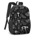 thumbnail image 2 of Moth and Skeleton Gothic Pattern 17" School Backpacks for Teens,Waterproof Oxford Fabric,S-Shape Padded Straps for School,Travel,Hiking,Camping, 2 of 6