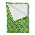 thumbnail image 2 of Abstract Soft Flannel Fleece Throw Blanket, Arching Round Blots and Vertical Stripes Retro Cultural Design, Cozy Plush for Indoor and Outdoor Use, 60" x 80", Apple Green and Lime Green, by Ambesonne, 2 of 5