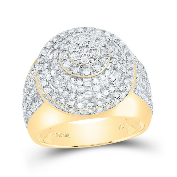 10kt Yellow Gold 2 Cttw Natural Diamond Fashion Round Men's Ring, Men Size: 8-12