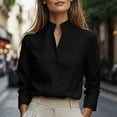 thumbnail image 2 of Vetsdori Women's Long Sleeve Shirts Work Henley Button down Business Fashion,Blouses Plain Tops for Women, 2 of 7