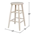 thumbnail image 6 of Pemberly Row 30" Country Parawood Scooped Seat Bar Stool in White, 6 of 8