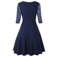 thumbnail image 4 of Robes pour Femmes 2024 Été Surdimensionnée Tempérament Manches Trois Quarts Faux Deux Pièces Encolure Patchwork Grande Jupe Robe en Dentelle Rabais de 50 % Liquidation!, 4 of 6