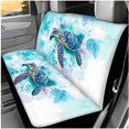 thumbnail image 3 of Pzuqiu Sea Turtle Boho Automobile Interior Sets Car Front Rear Seat Cover Steering Wheel Seat Belt Headrest Center Console Cushion Pad Keychain Coaster 14 Pcs Full Set Covers Fit Most Vehicles, 3 of 7