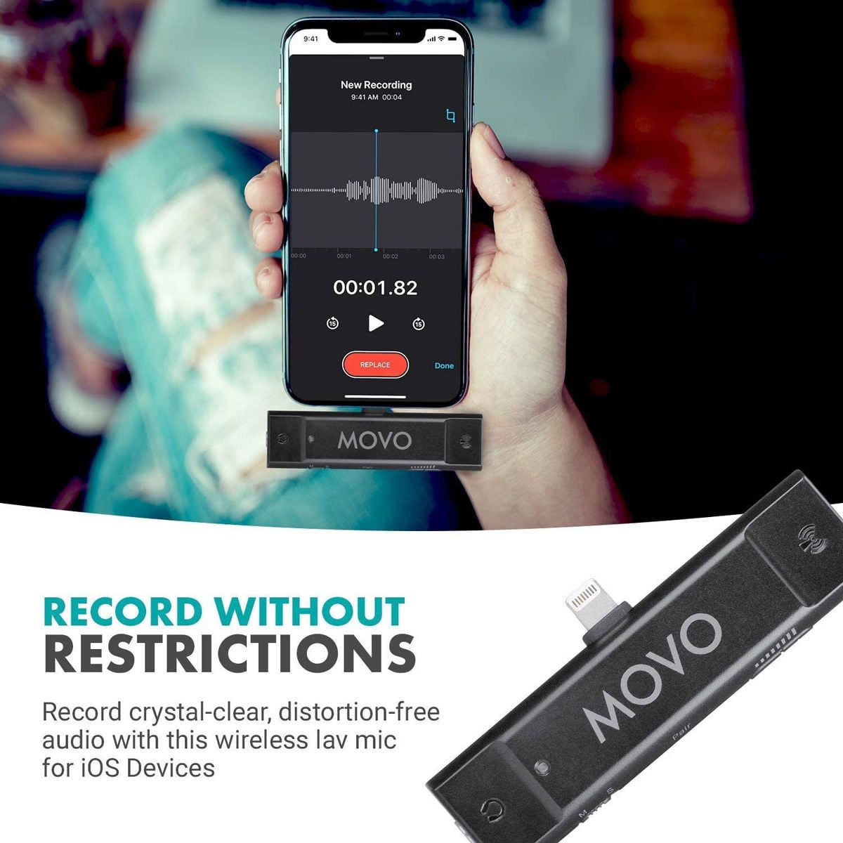 Movo Photo EDGE-DI-DUO Dual Digital Wireless Microphone System with 2x Omnidirectional Lavalier Microphones for Apple iPhones