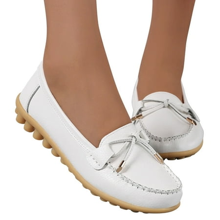 MPWEGNP Shoes For Women Fashion Womens Breathable Lace Up Flats Casual Slip On Sneakers (White 7)