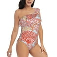 thumbnail image 3 of Haiem Corals Women's One Piece Swimsuits Tummy Control One Shoulder Bathing Suits Ruffle Swimwear-Large, 3 of 8