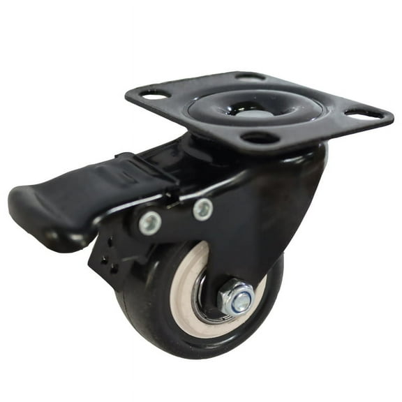 INTBUYING 2" Swivel Caster Polyurethane Wheels Base Top Plate Double Ball Bearing Have A Brake