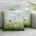thumbnail image 3 of Creowell  Daffodils Pillow Sham, Daffodil Field with Butterflies Meadow and Grass Springtime Park Easter Print, Decorative Standard Printed Pillowcase, Green Yellow, 3 of 5